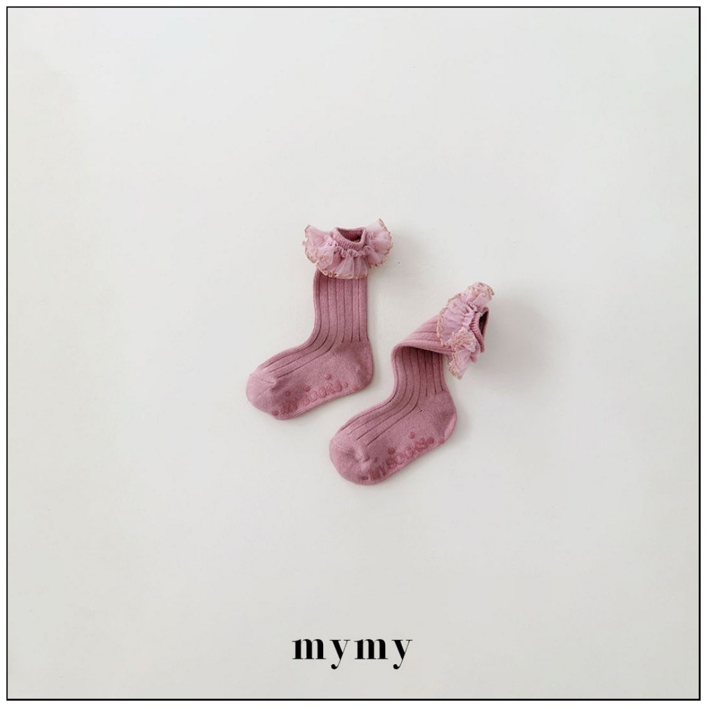 正韓秋Mysocks  蕾絲花瓣中筒襪(兩入一組)