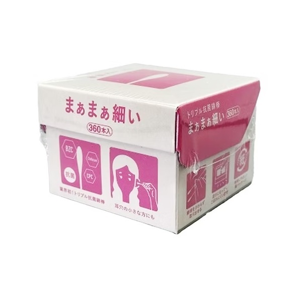 直覺標誌-抗菌極細 紙軸棉棒 360支(粉細)