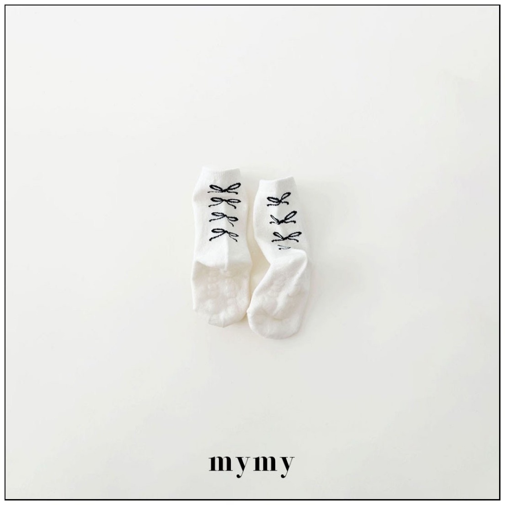 正韓秋Mysocks  緞帶蝴蝶結襪(兩入一組)