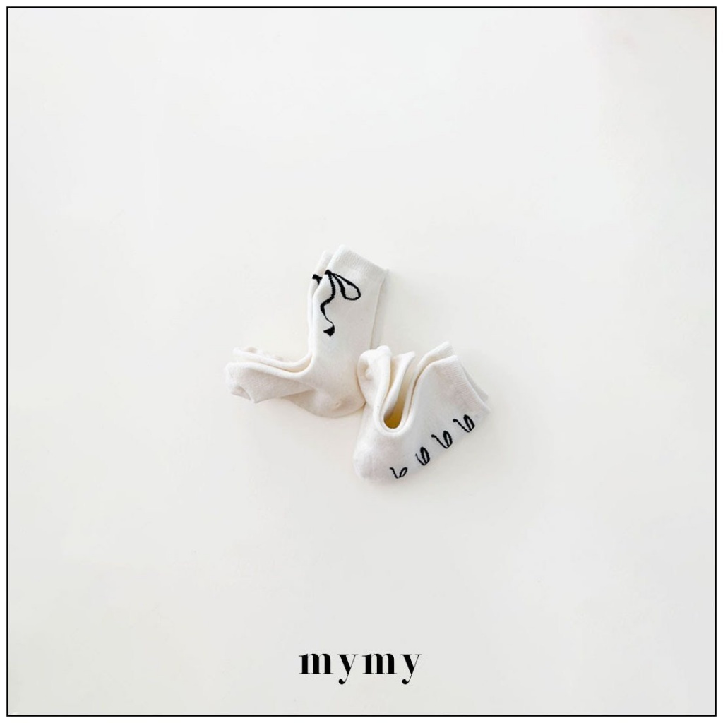 正韓秋Mysocks  緞帶蝴蝶結襪(兩入一組)
