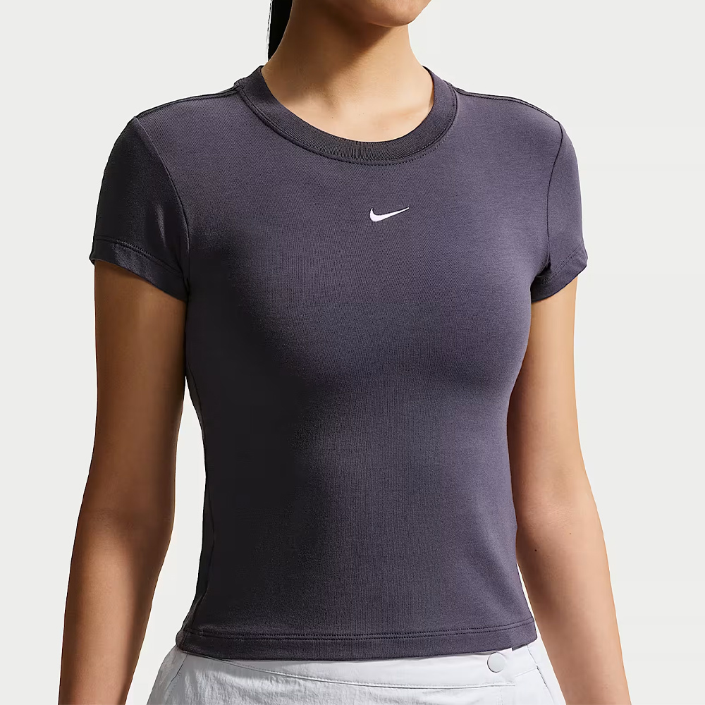 Nike As W Nsw Nk Chll Knt Md Crp 女款 碳黑色 合身 T恤 短袖 FV5509-014