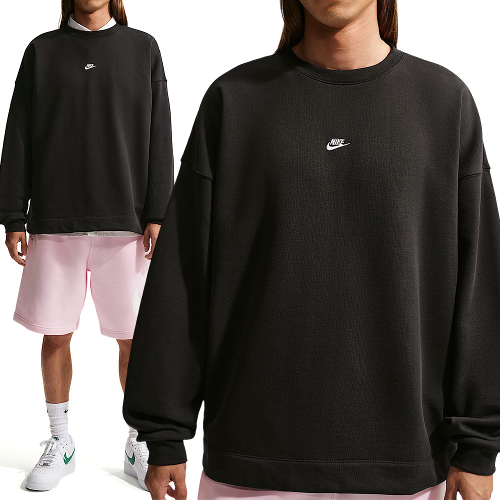 Nike As M Nk Club Ft Os Crew 男款 黑色 圓領 大學T 長袖 IF0748-010