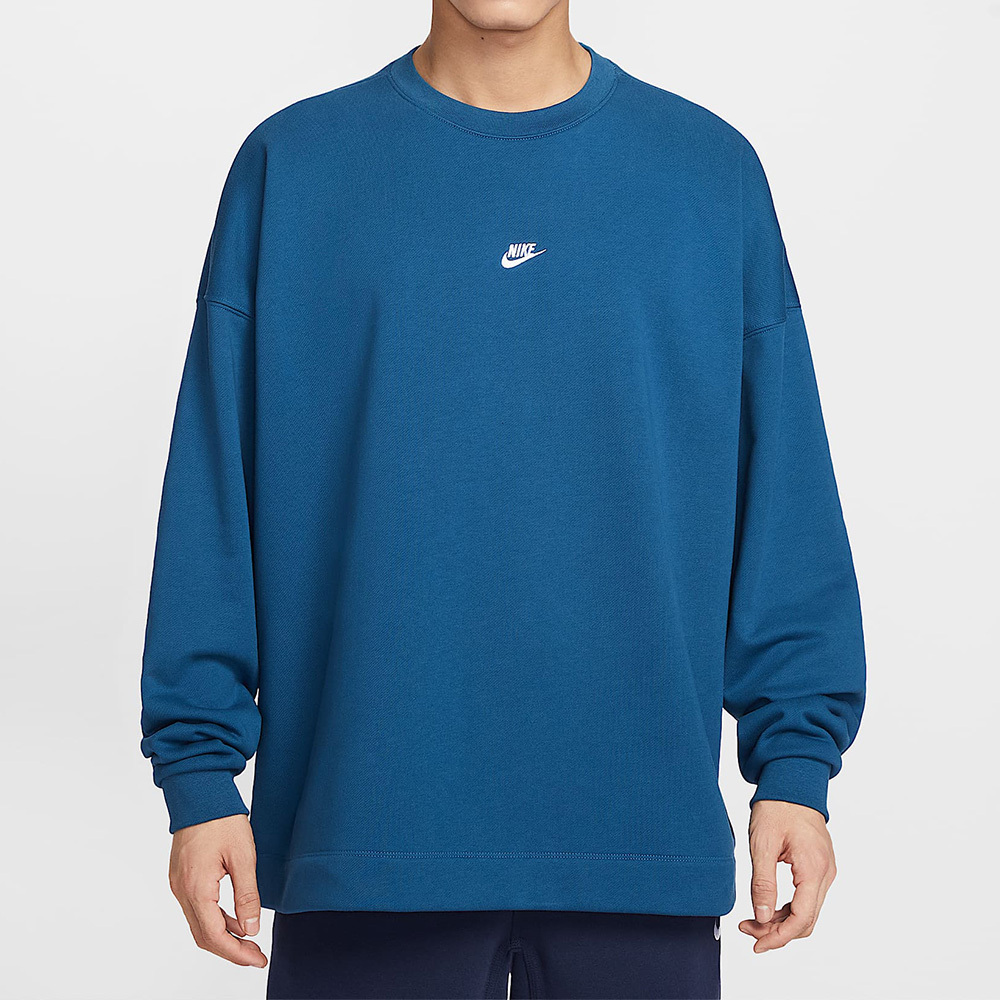 Nike As M Nk Club Ft Os Crew 男款 藍色 圓領 毛圈布 大學T 長袖 IF0748-476