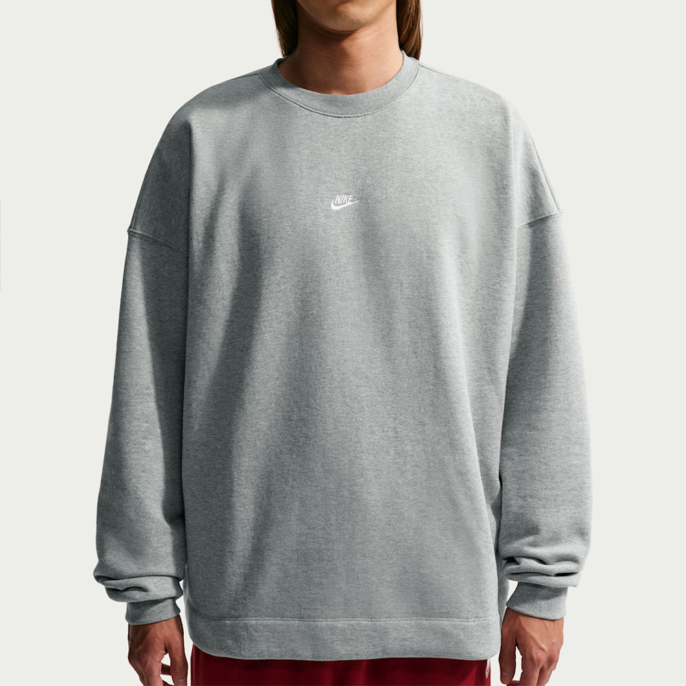 Nike As M Nk Club Ft Os Crew 男款 灰色 圓領 毛圈布 大學T 長袖 IF0748-063
