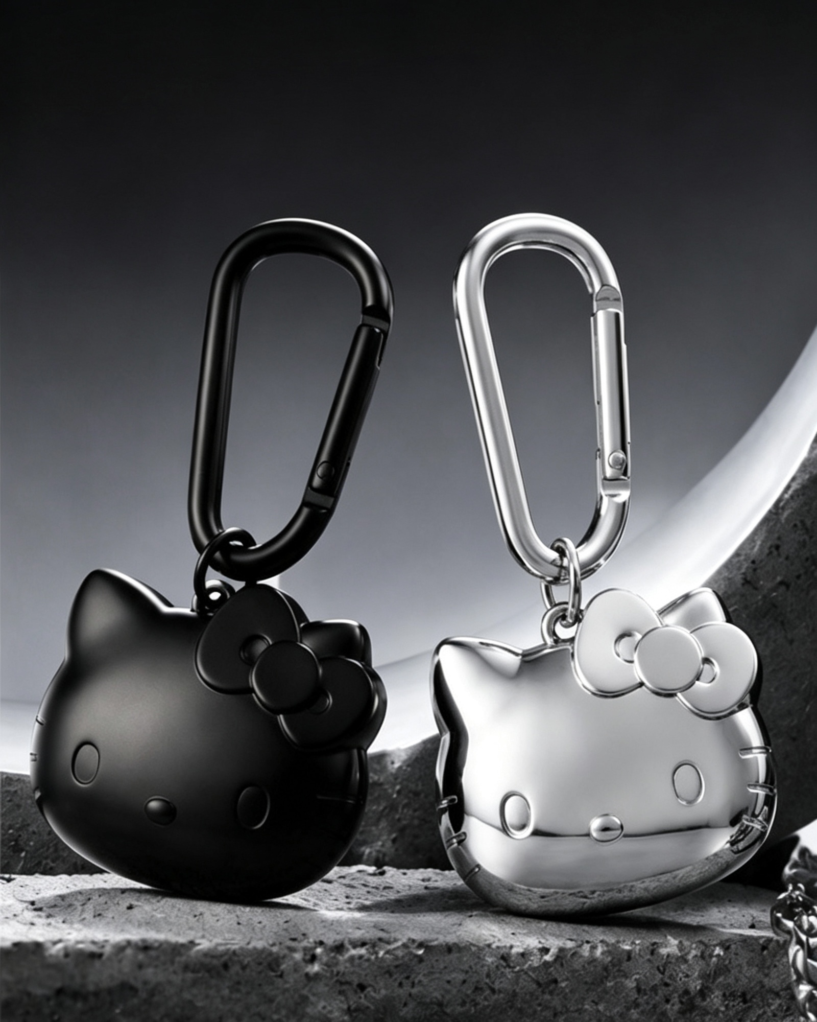 Hello Kitty Carabiner SolidKeyring_Chrome 01/ 金屬KITTY吊飾