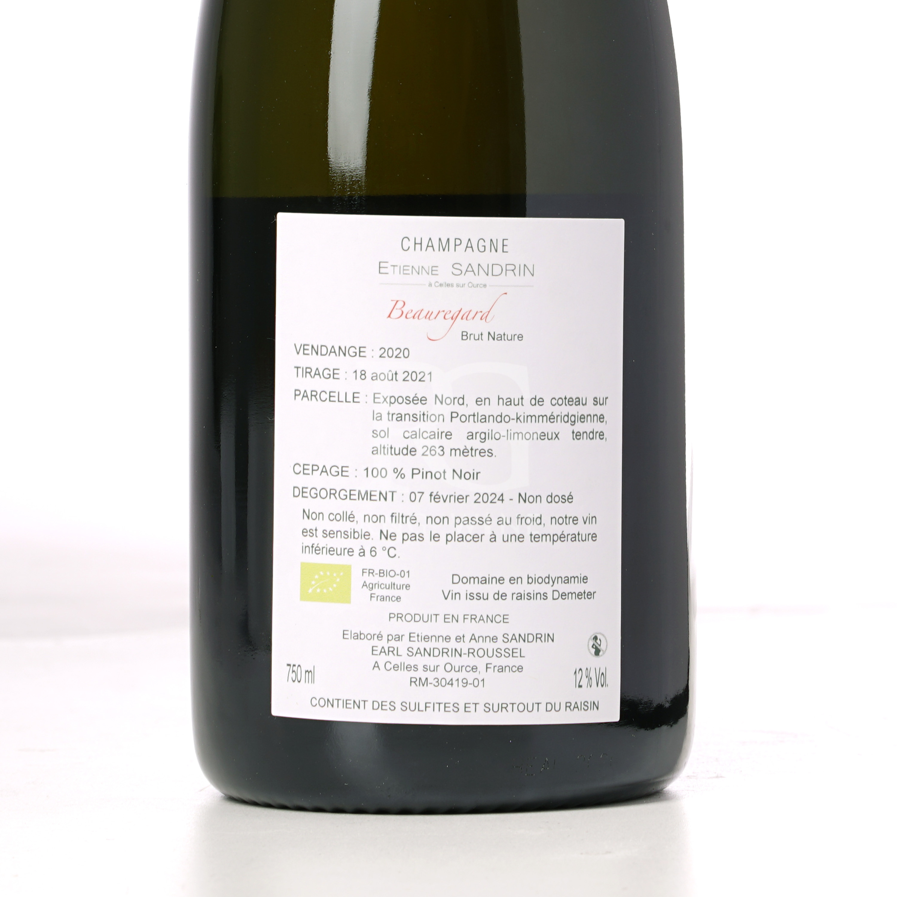 Etienne Sandrin Beauregard Blanc de Noirs Extra Brut 2020