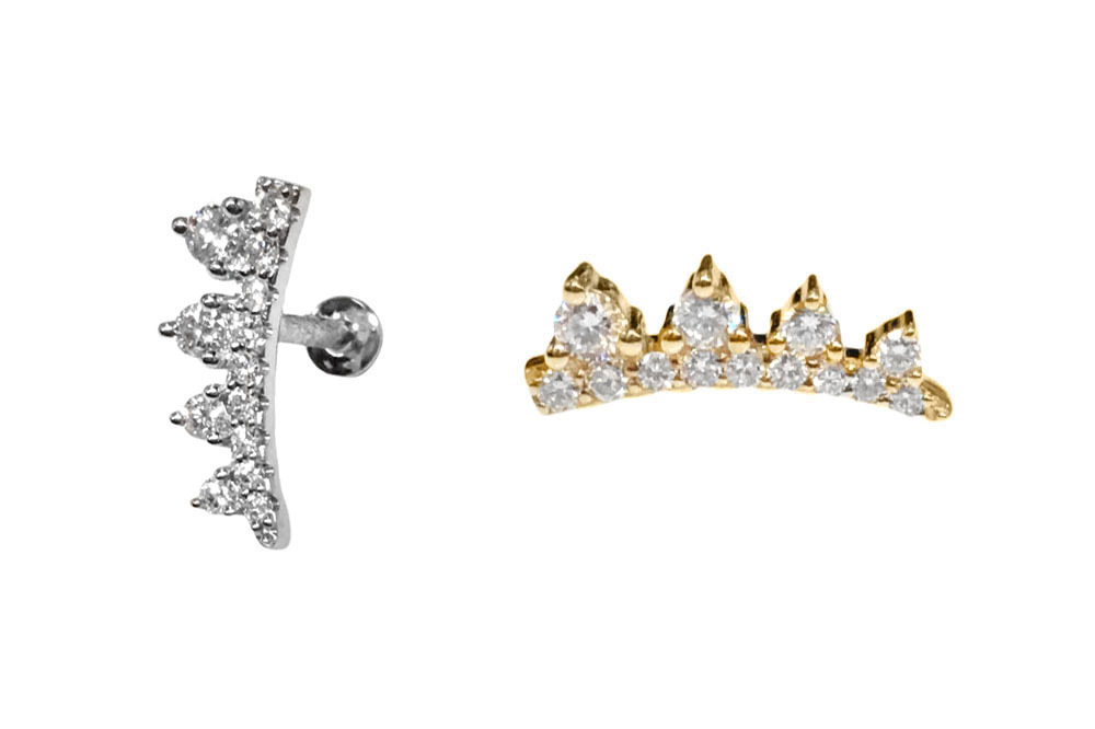 < Real Diamond > 14K Gold Labret Studs Earrings WB70