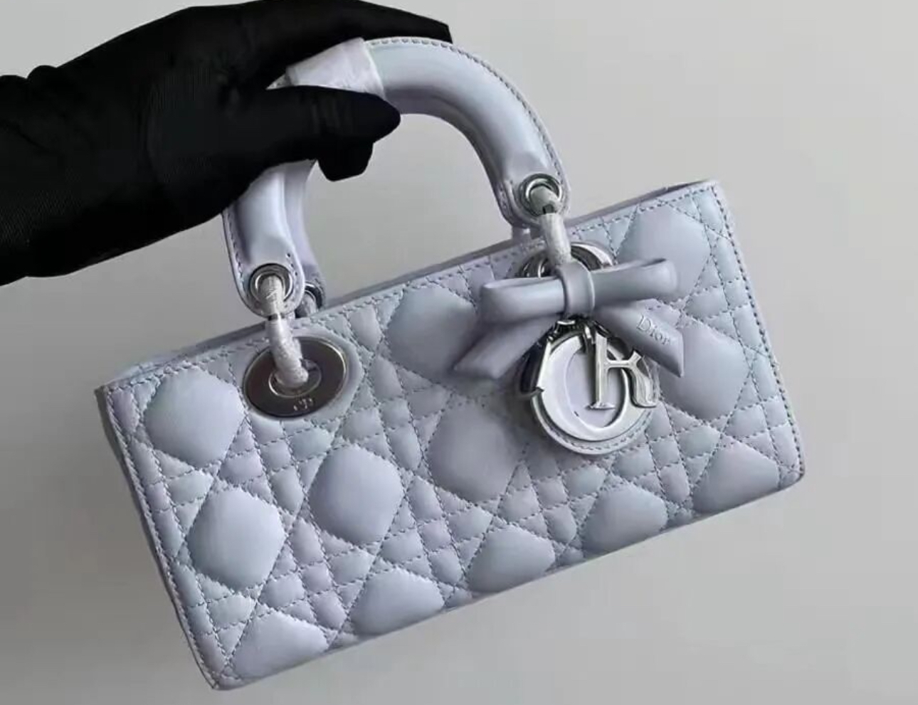 Dior Mini Lady D-Joy Cannage冰藍色 羊皮 迷你 手袋