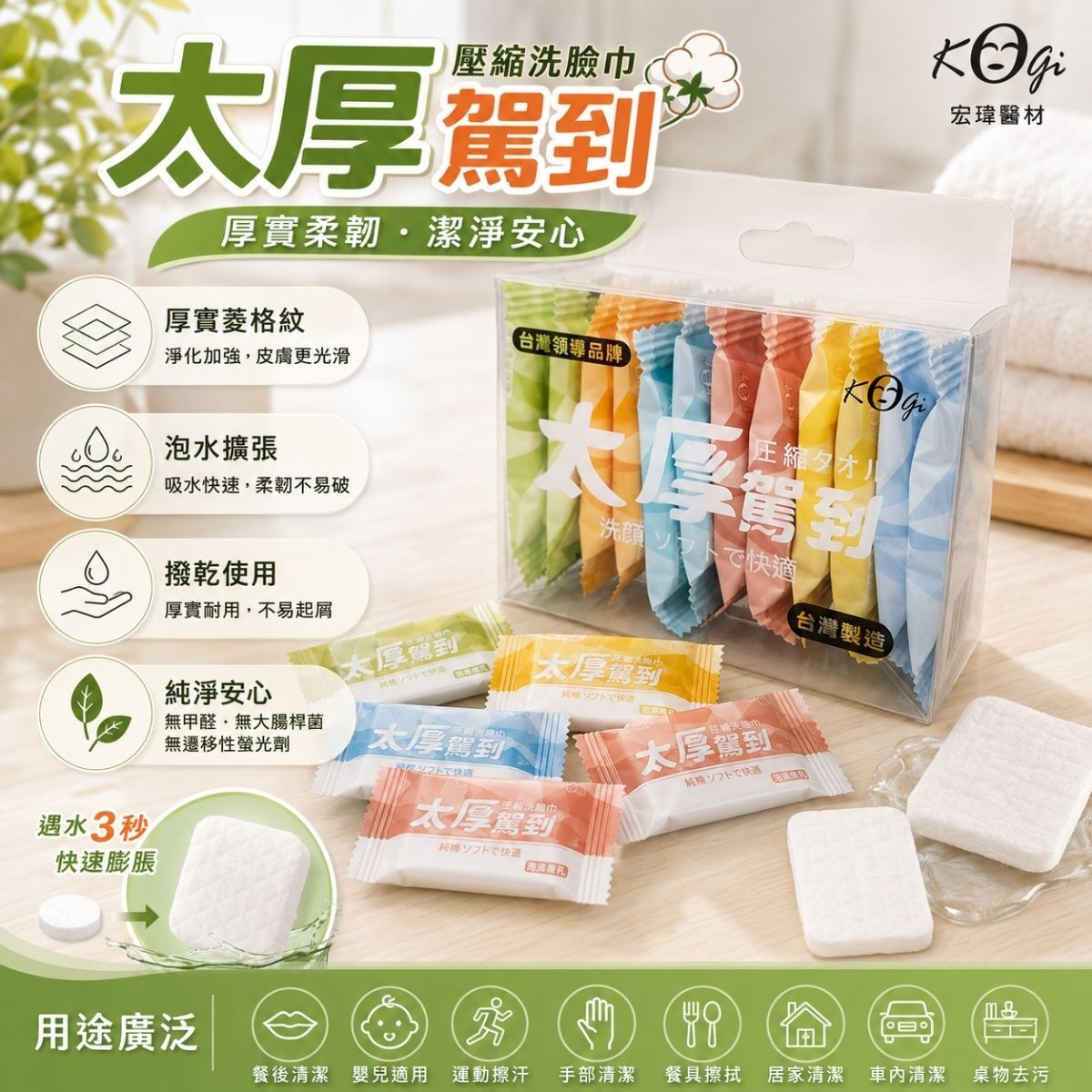 宏瑋太厚駕到壓縮洗臉巾12入｜壓縮毛巾 一次性洗臉巾 旅行毛巾 便攜洗臉巾【輕鬆購五金百貨】