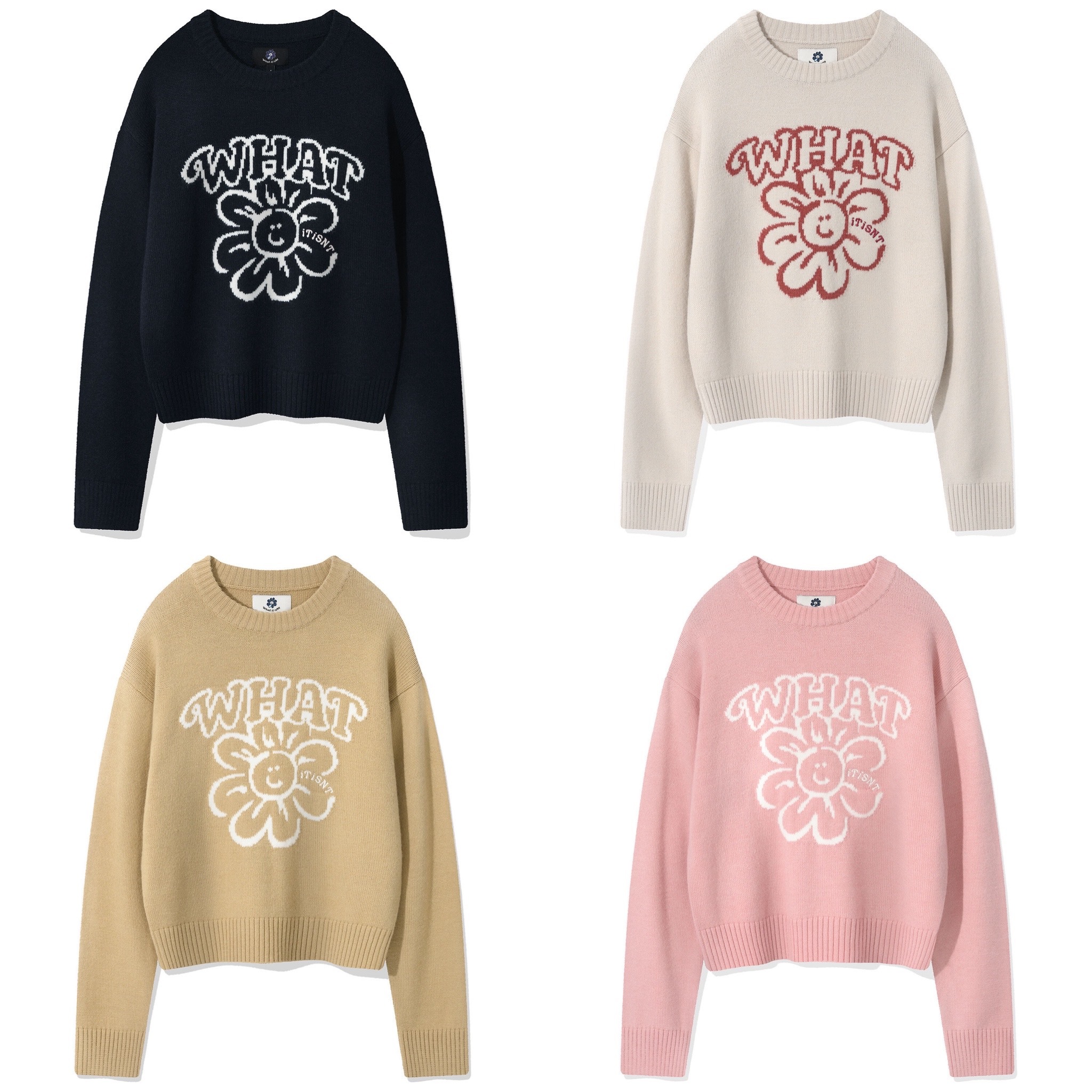 【30/8截單！限時優惠預訂】韓國 WHAT IT ISN'T WOMEN FLORY LOGO PULL-OVER（4色）