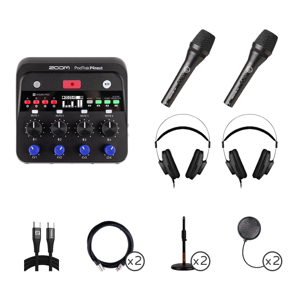 ZOOM PodTrak P4next & AKG P3S｜雙人Podcast套組