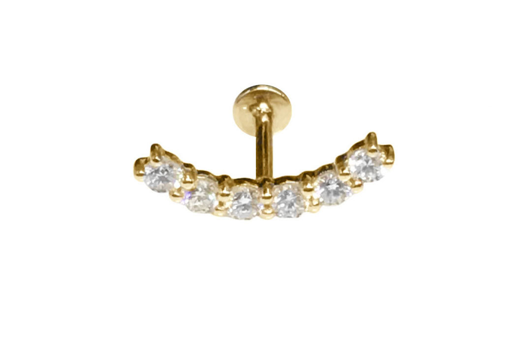 < Real Diamond > 14K Gold Labret Studs Earrings WB74