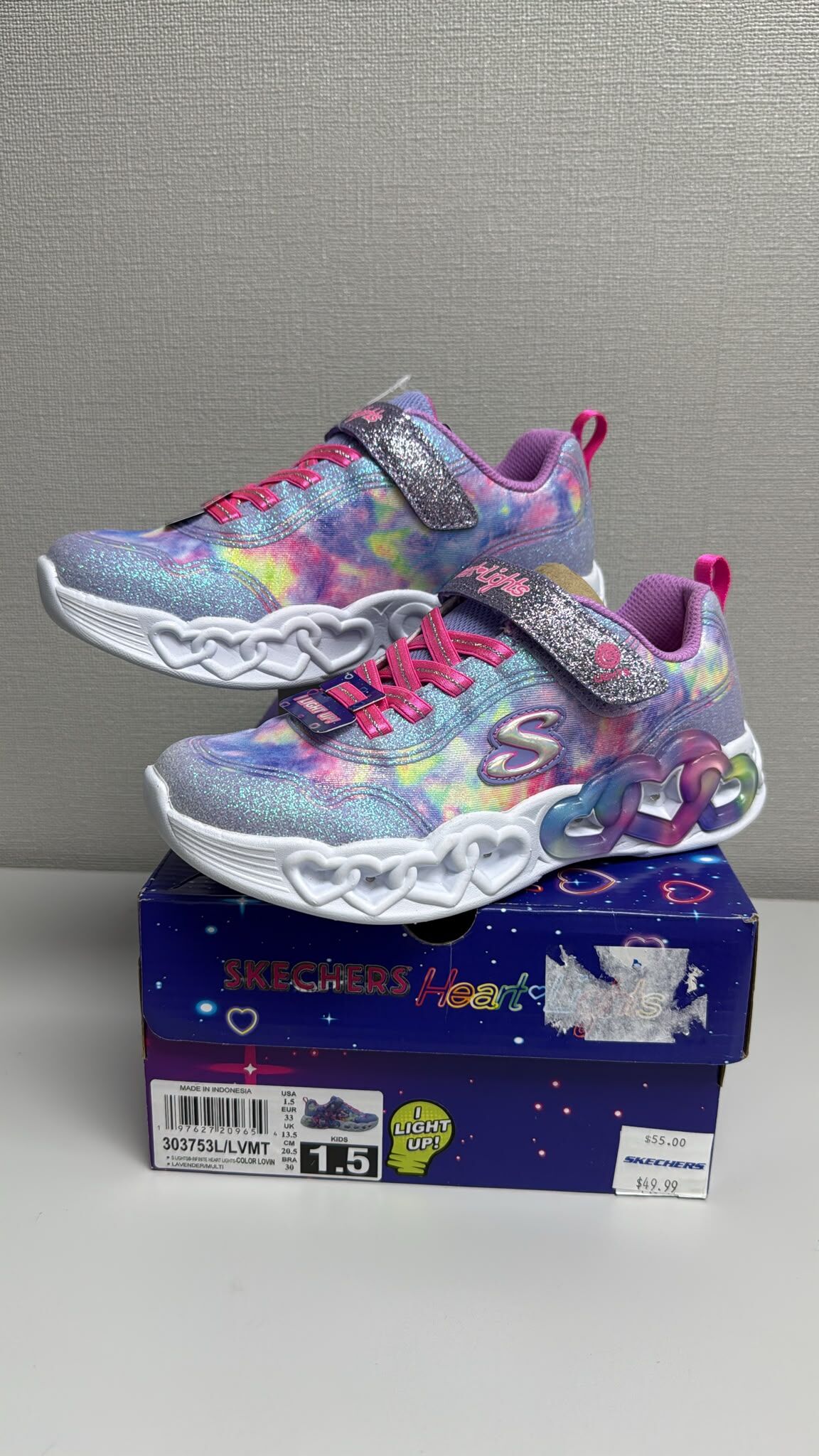 LYS02436 Skechers Slip-ins 迷彩紫色免綁繩女童運動鞋