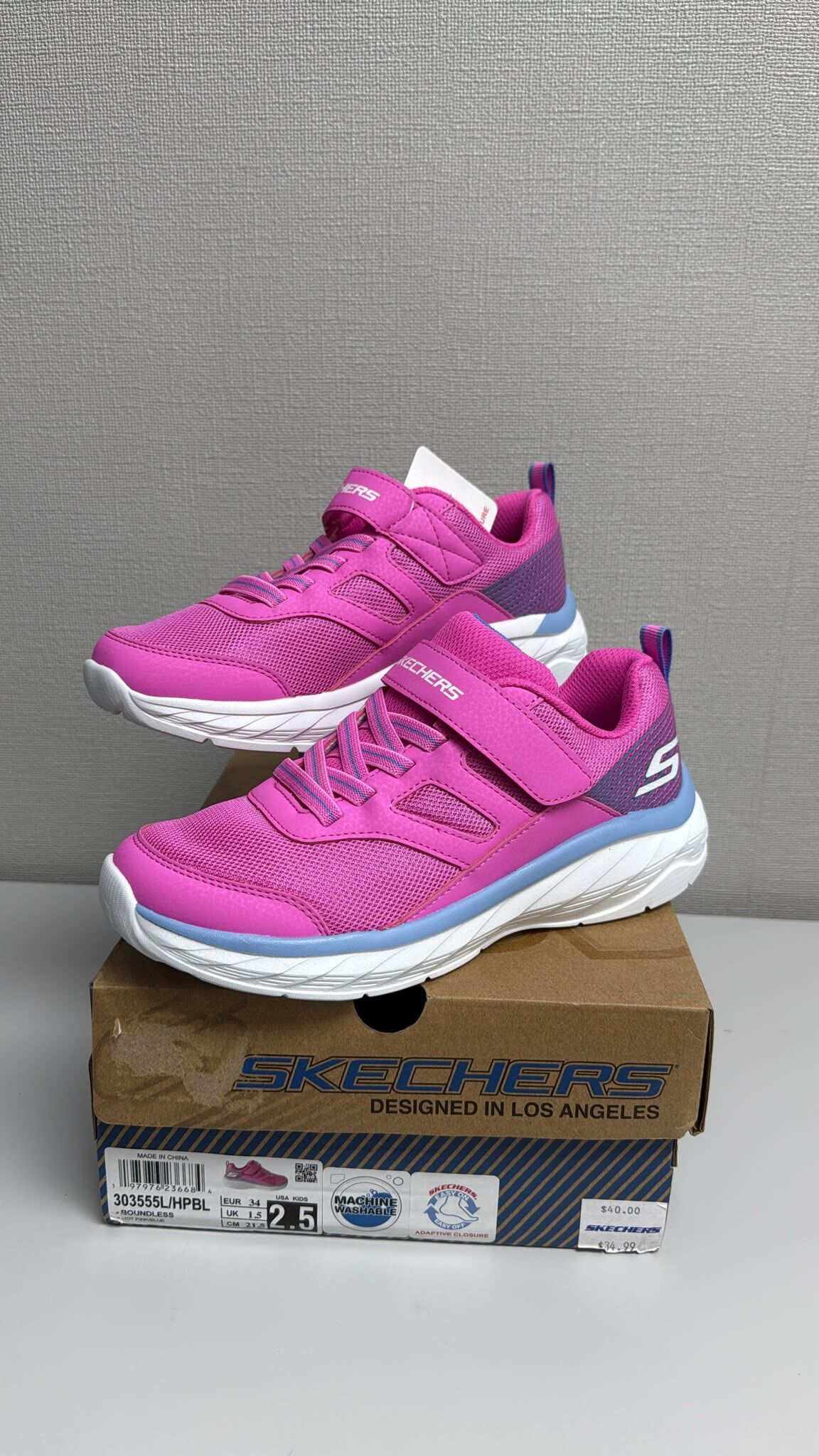 LYS02437 Skechers 粉紅色魔術貼女童運動鞋