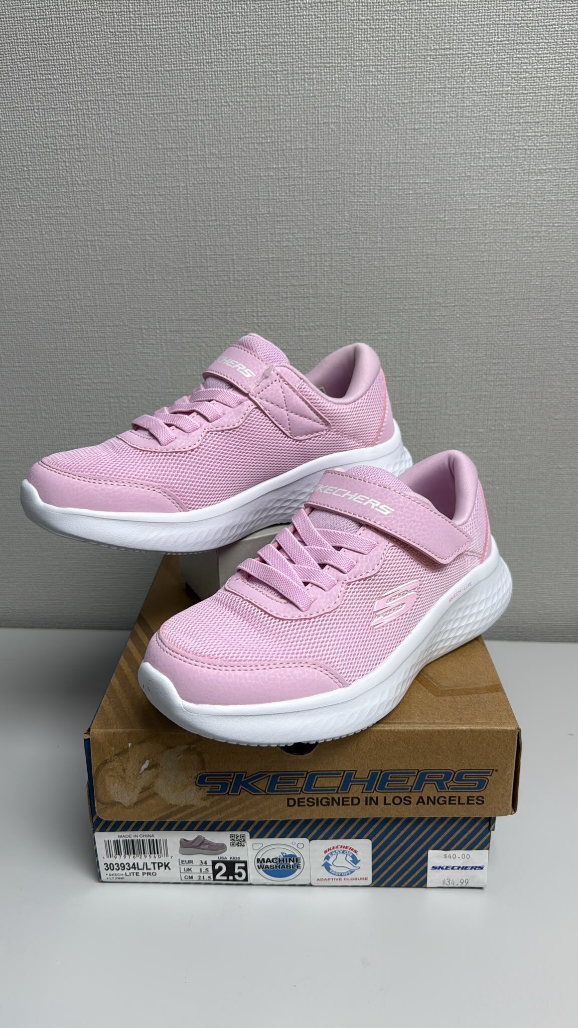LYS02438 Skechers 淺粉紅色魔術貼女童運動鞋