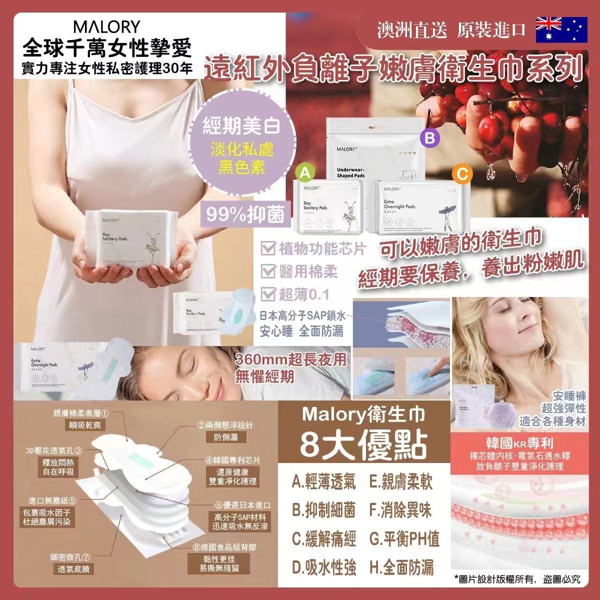 0830GZ30-GZHK-CLOS-澳洲红豆衫負離子美白 超彈力安睡褲 （適用臀圍80-105CM）2片/包 (A30)買4包 $100-