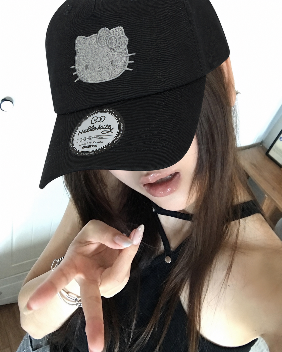 Hello Kitty Cap_Chrome 01/ Black 老帽