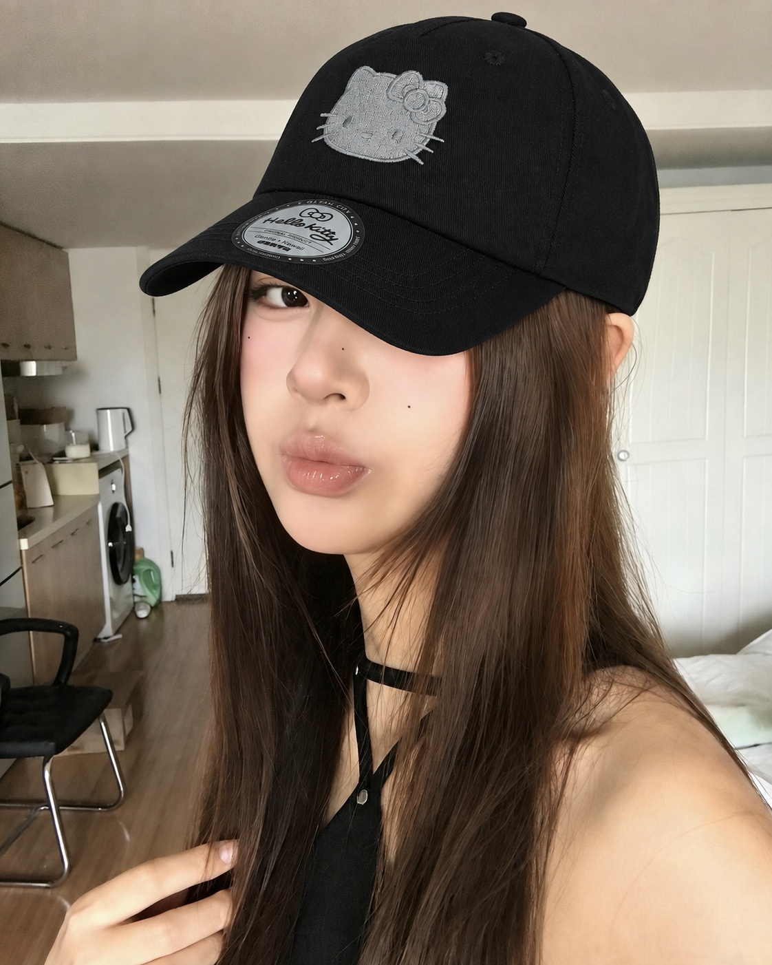 Hello Kitty Cap_Chrome 01/ Black 老帽