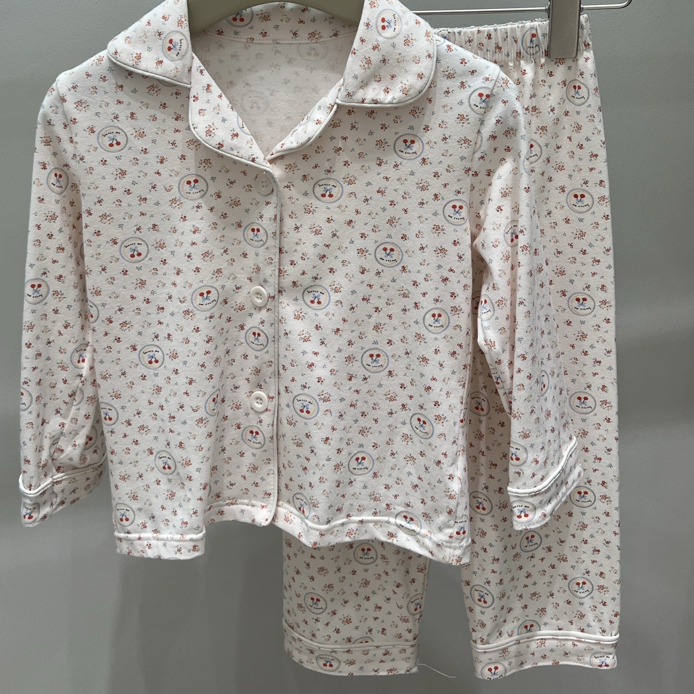 0830GZ06-GZHK-CLOS-日系復古碎花翻領長袖家居服-童裝 (A6 米白色 / B6 淺綠色 / C6 杏白色 / D6 深棕色)