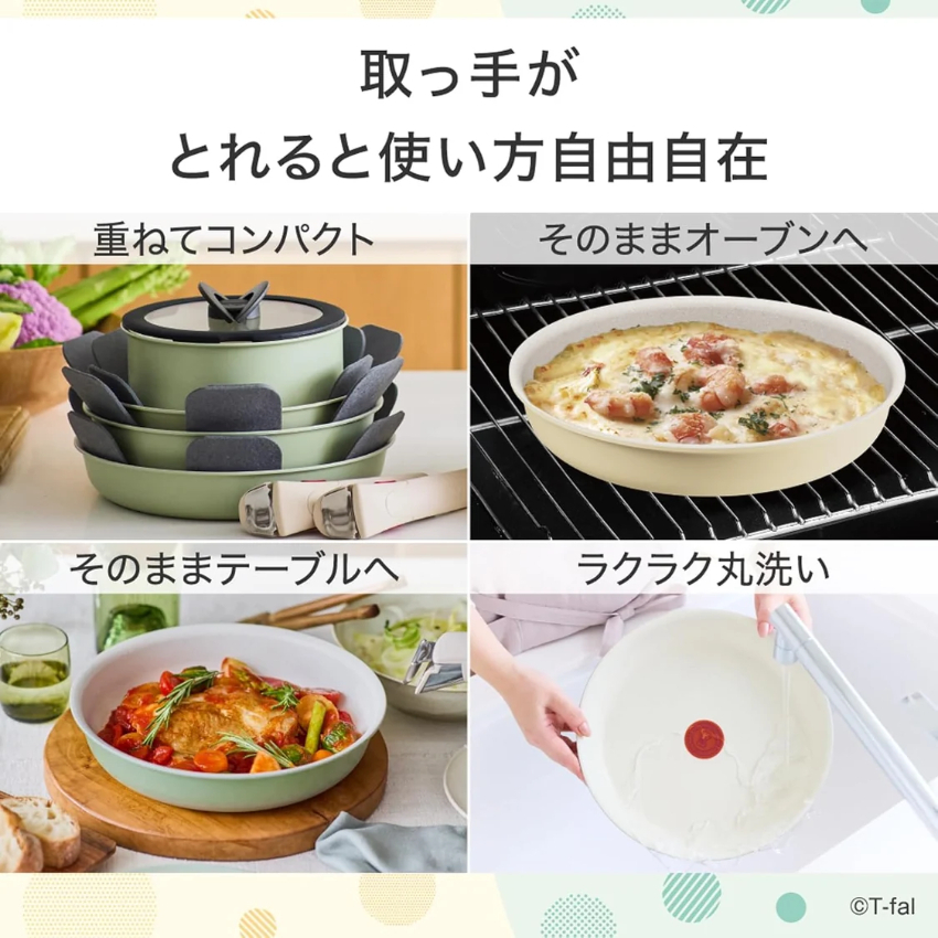 包郵優惠 日本限定色 Tefal 可拆式手柄鍋具廚具套裝10件裝 #2608-1