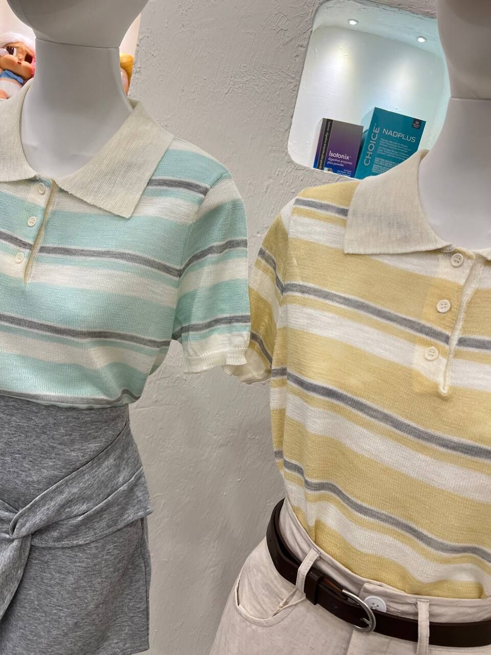 Collar button stripe shirt