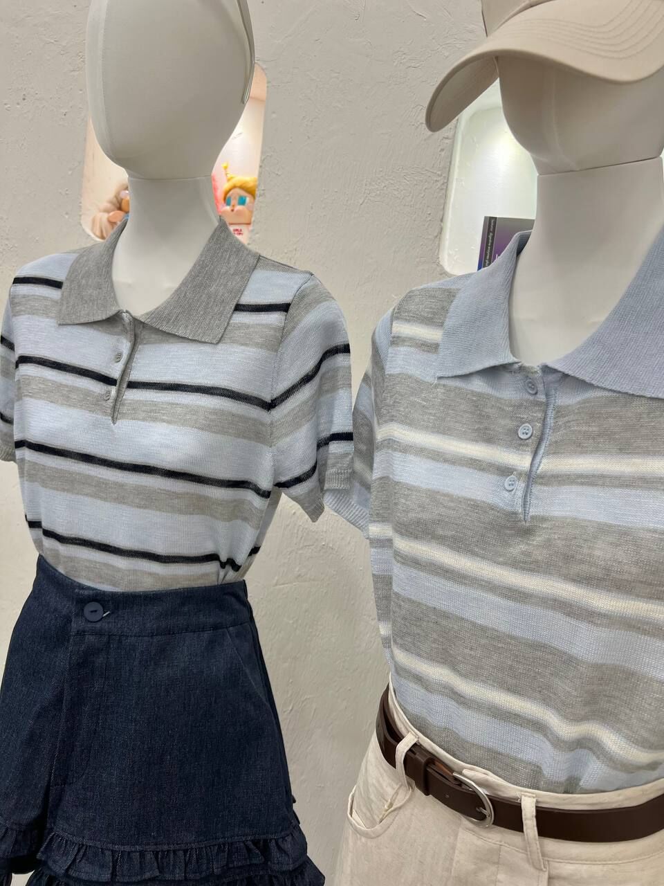 Collar button stripe shirt