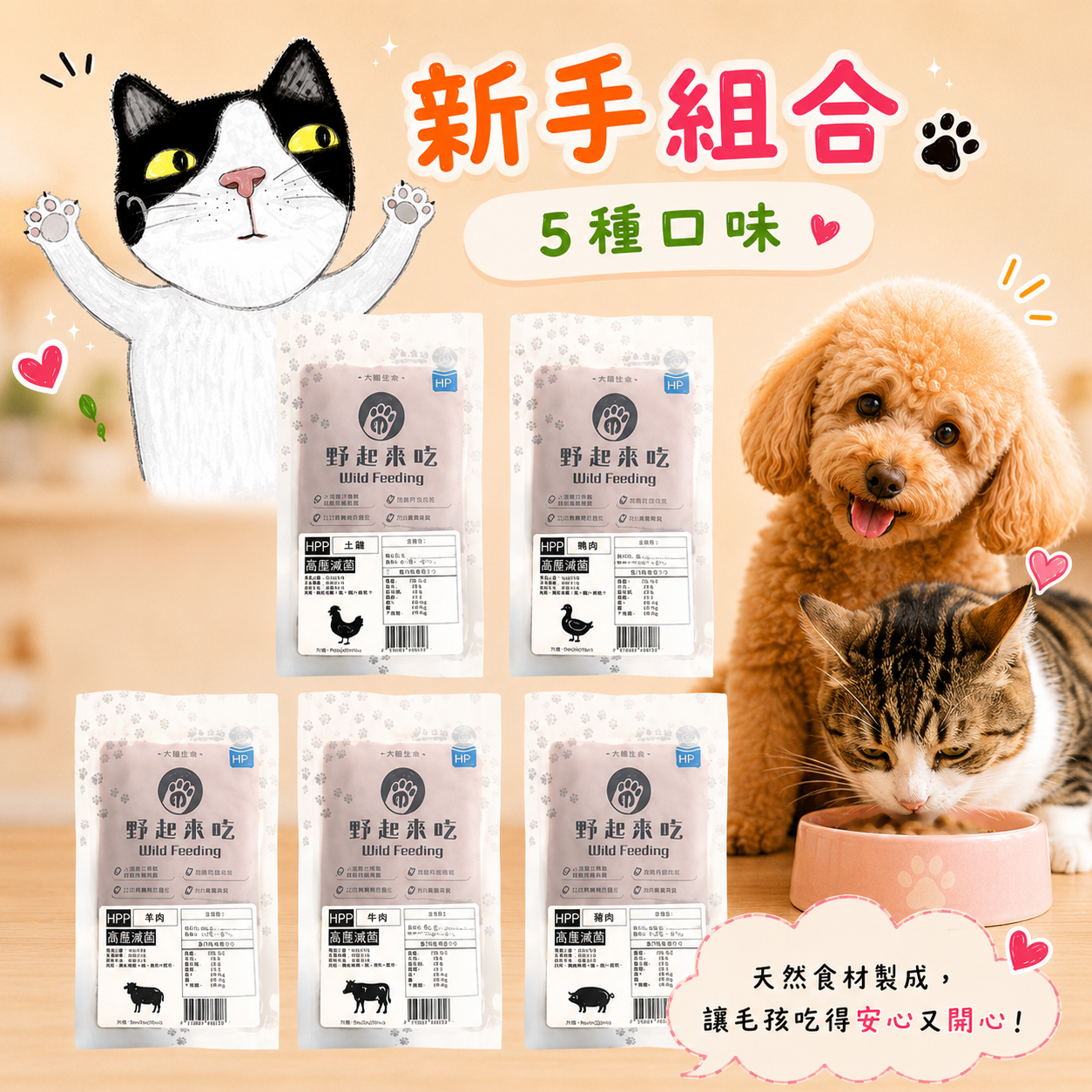 寵物生肉【新手組合5種口味】※首次購買新手組合享免運※