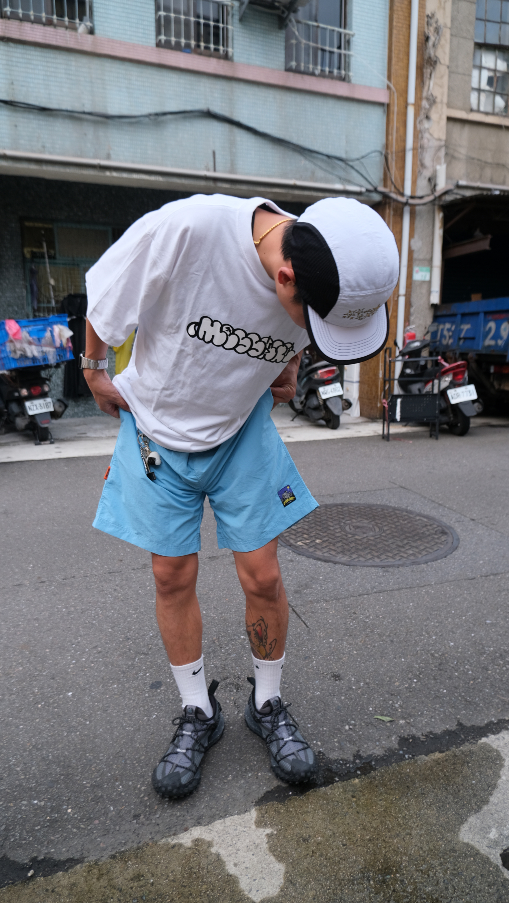 Mess-age Nylon Shorts / Sky Blue