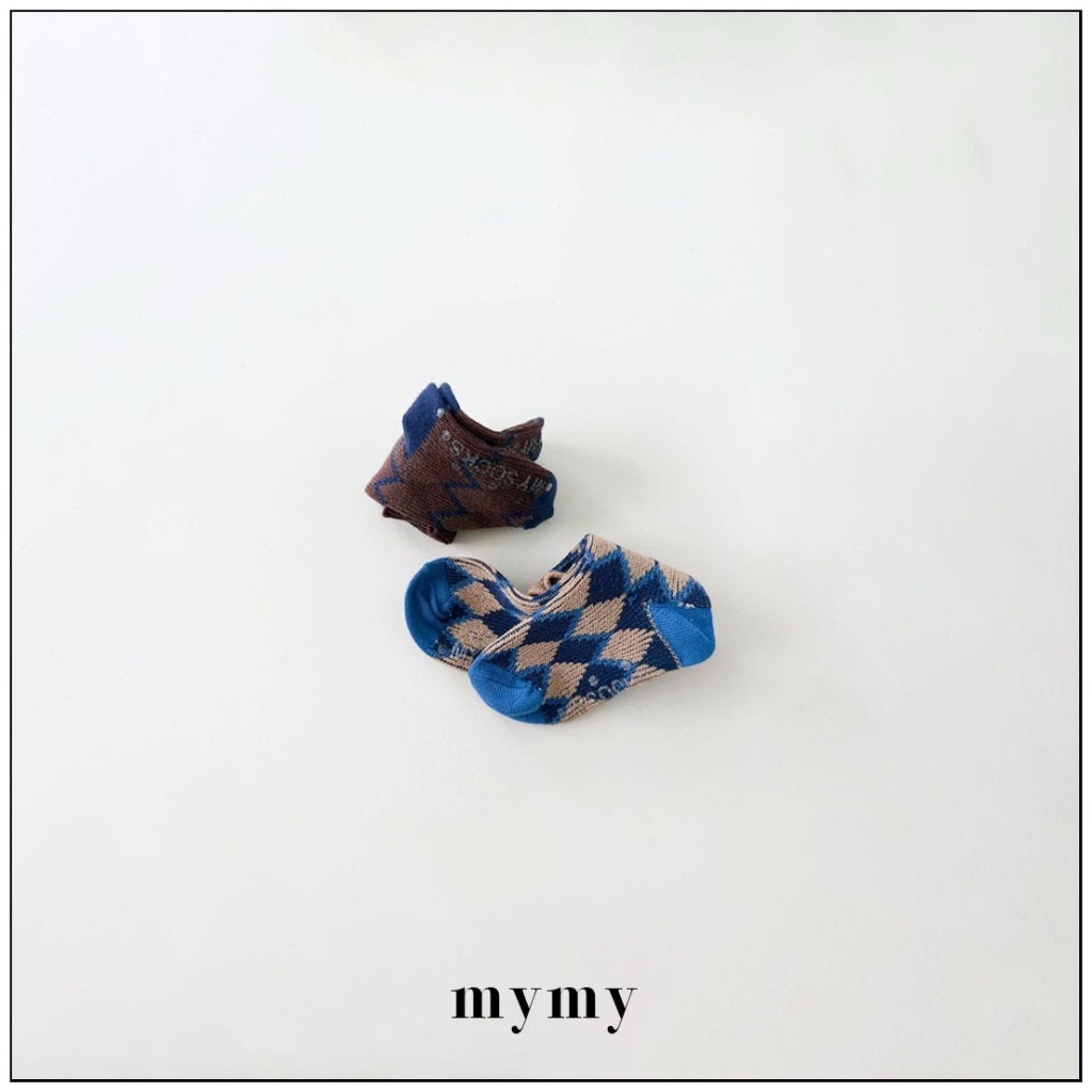 正韓秋Mysocks 復古菱格紋襪(兩入一組)