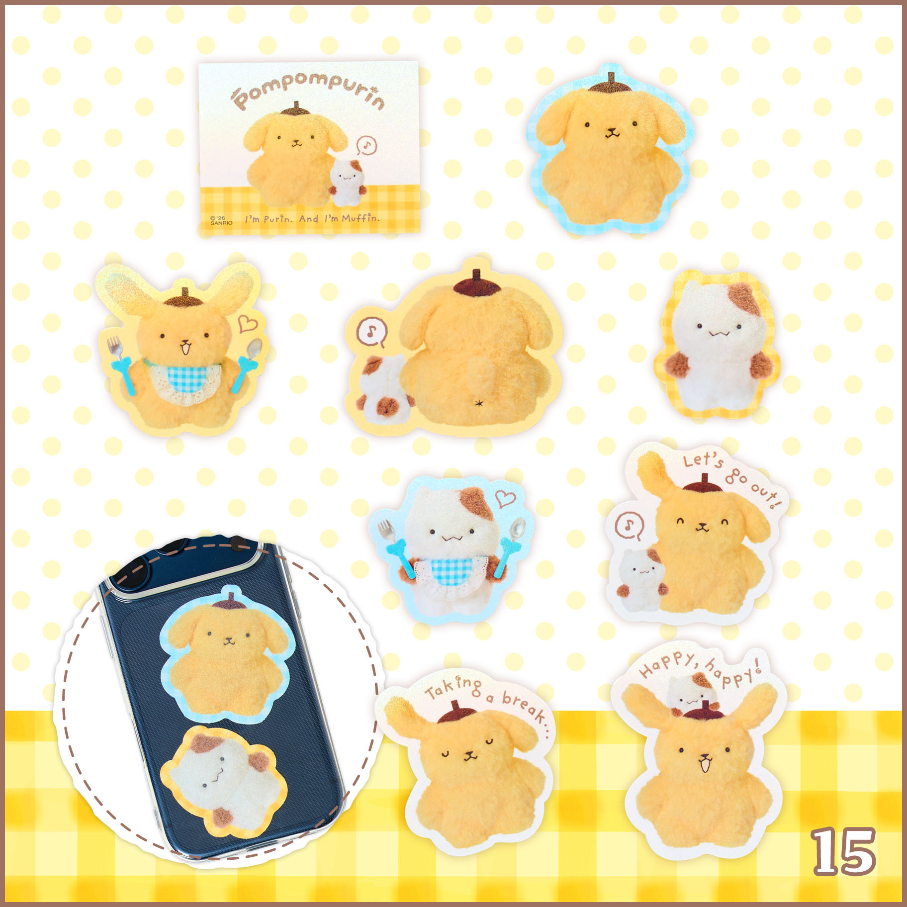 日本 Sanrio Pom Pom Purin 布甸狗 30周年 復刻初代系列 貼紙