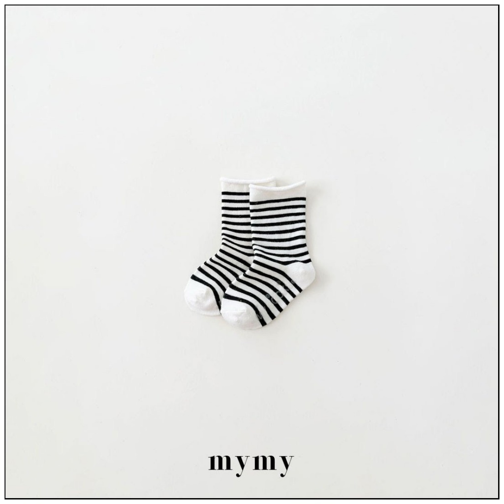 正韓秋Mysocks 經典黑白條紋襪(三入一組)