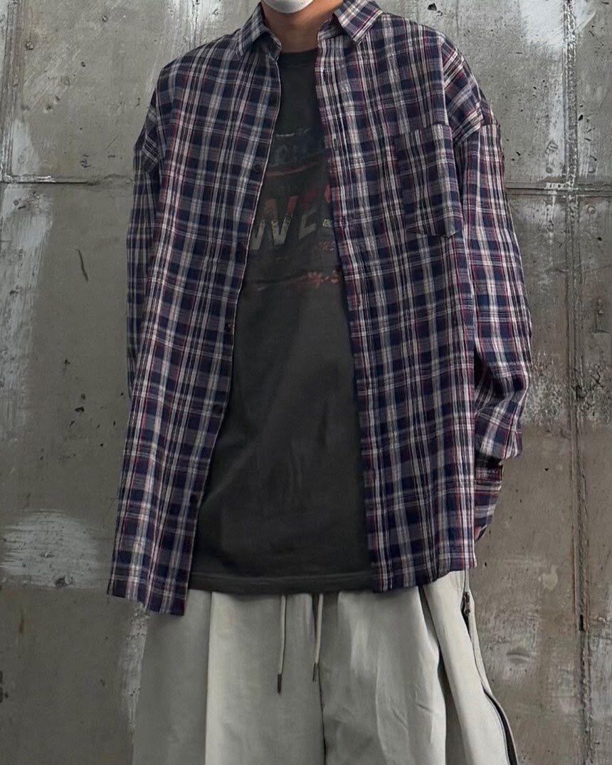 格仔長袖恤衫 OTHERFIT-046S