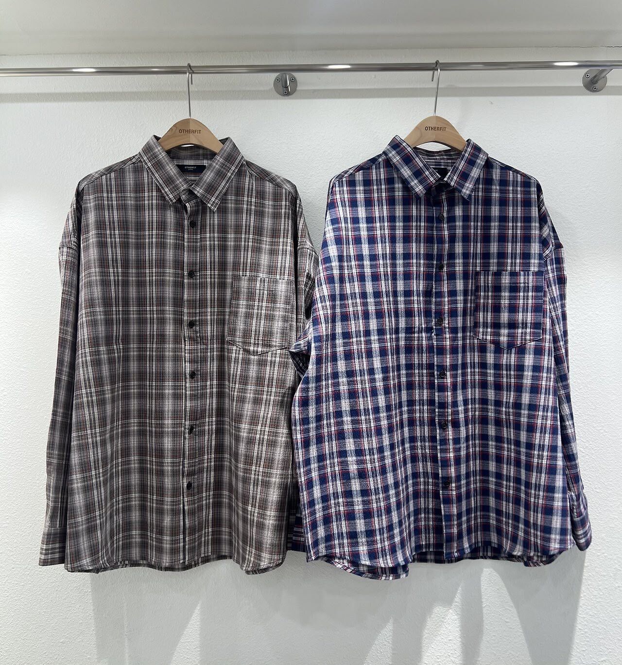 格仔長袖恤衫 OTHERFIT-046S
