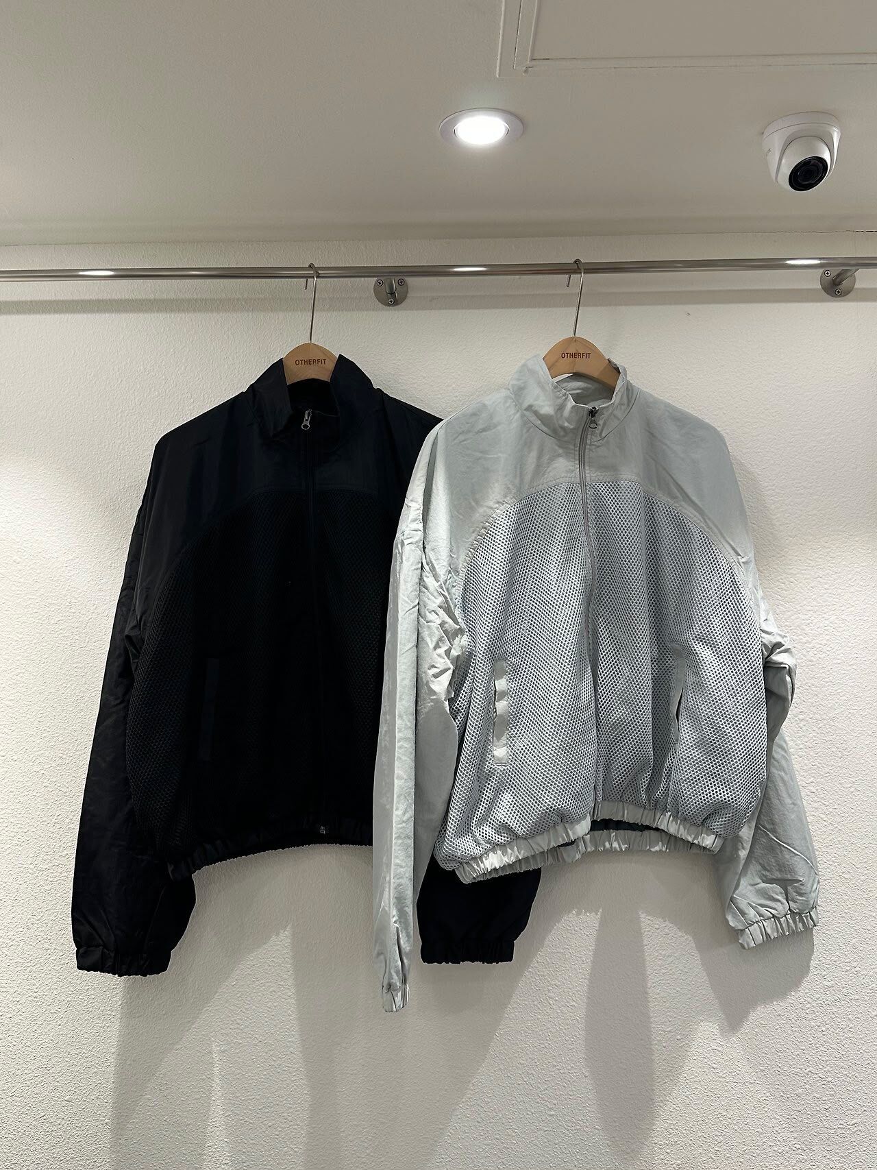 拼網紋高領拉鍊外套 OTHERFIT-048JK