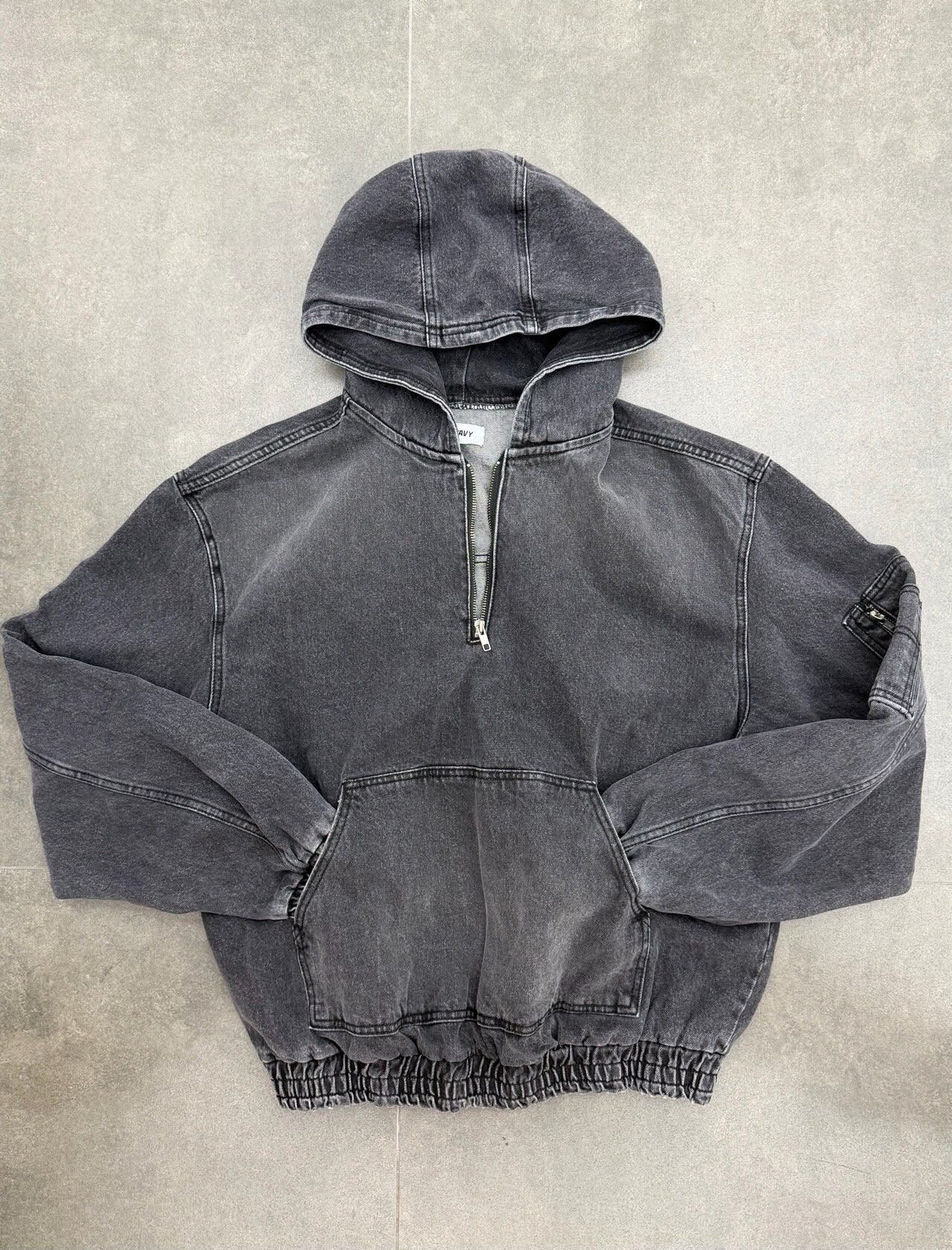 洗水牛仔連帽半拉鍊外套 LIL-078JK
