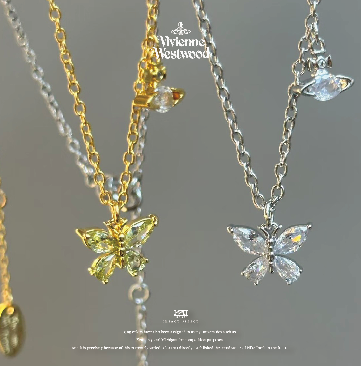 Vivienne Westwood 西太后 蝴蝶土星 水鑽項鍊  銀 金