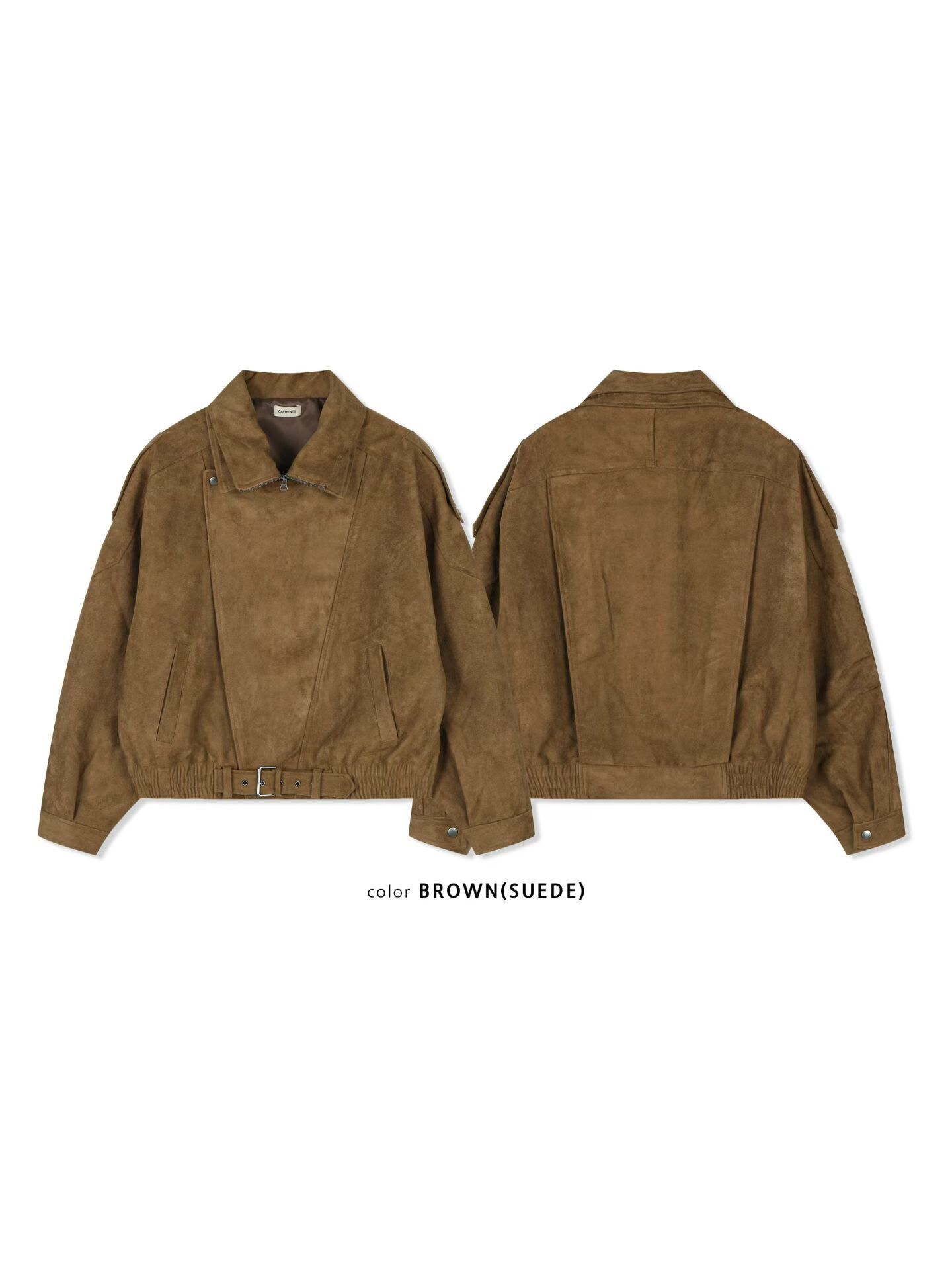 淨色反領拉鍊猄皮褸 GARMENTS-100JK