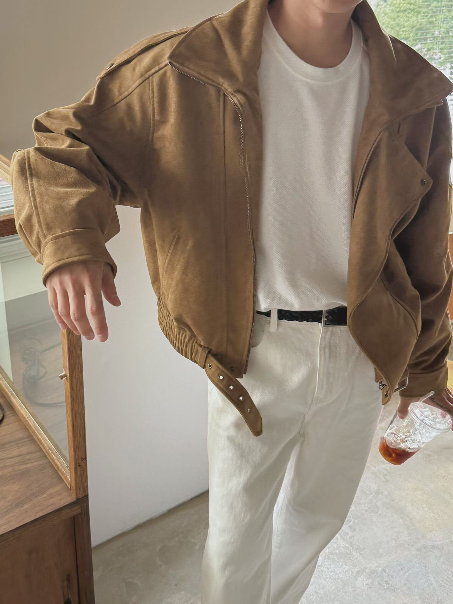 淨色反領拉鍊猄皮褸 GARMENTS-100JK