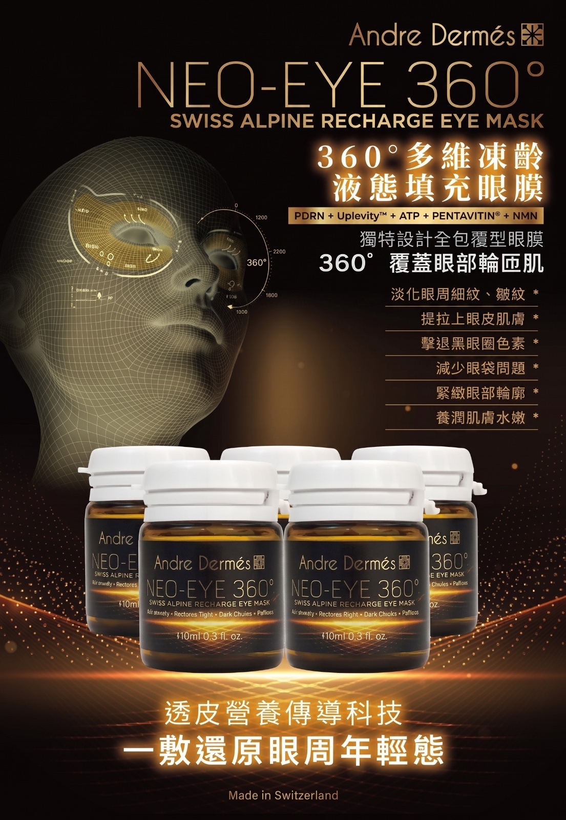 EE260824 - A9-ANDRE DERMES  360 多維凍齡淚態填充眼膜6ml x5 EXP:26-02-2029 送 ANDRE DERMES NAD+ MASK 1包 （價值$88）