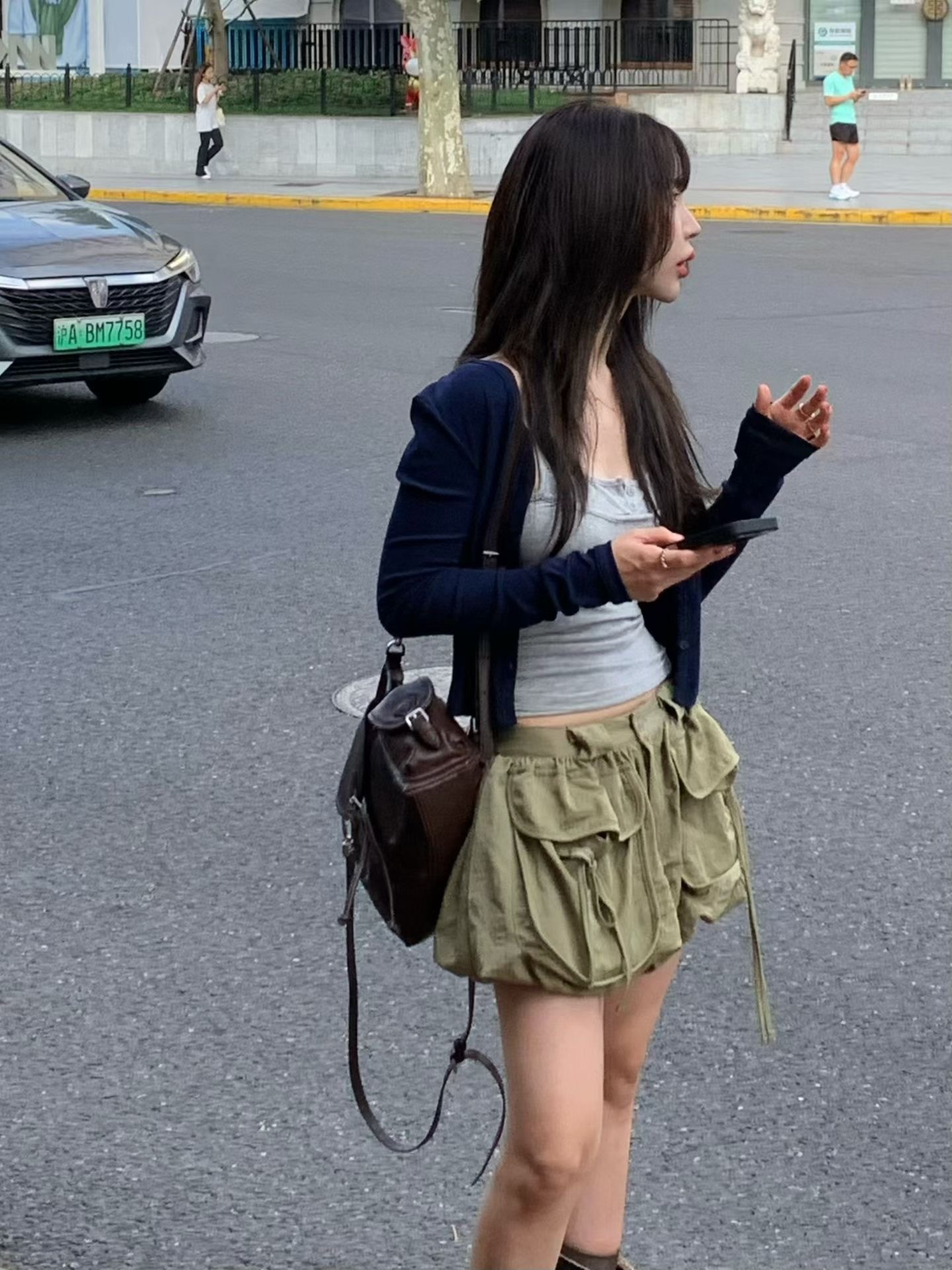 蓋帶掛繩泡泡褲裙