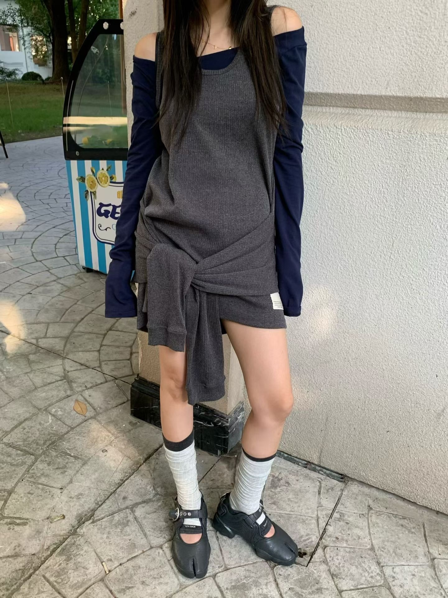 無袖綁腰洋裝