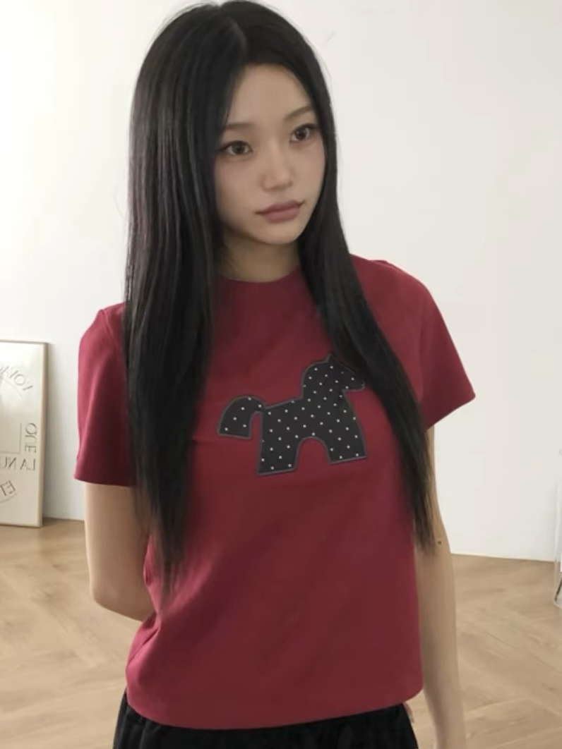 【現貨】波點小馬刺綉Tee