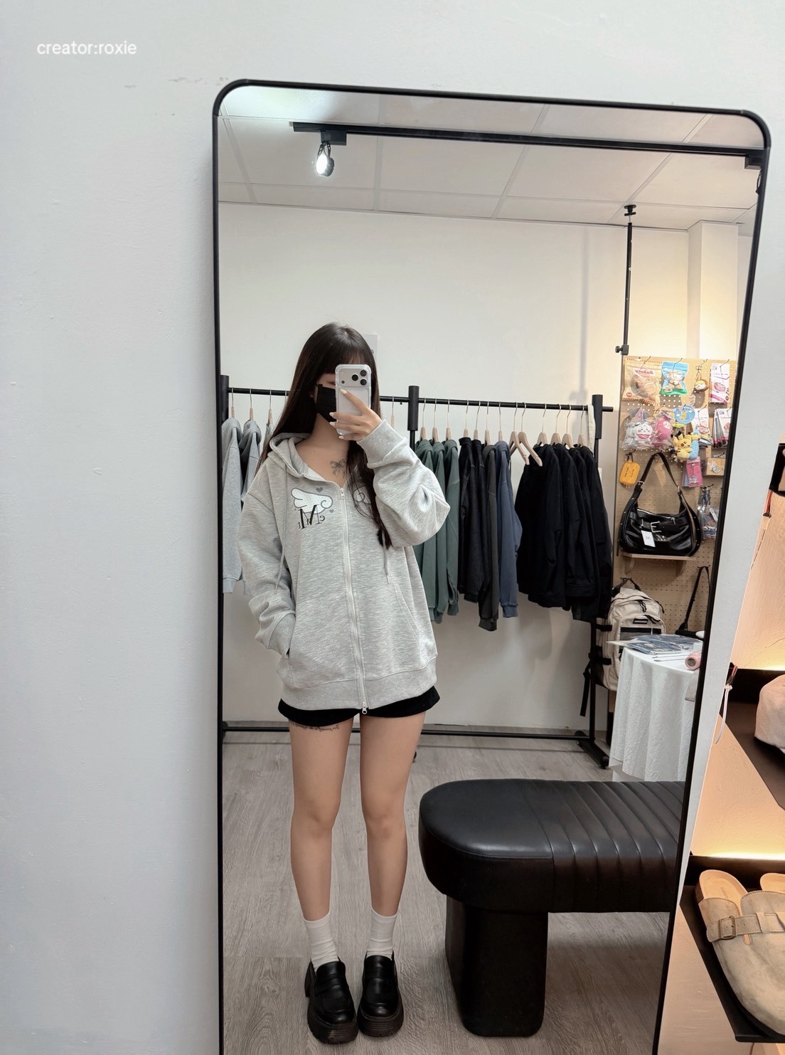 【OWN】Mucent 連帽 外套 翅膀 經典 棉質 寬鬆 拉鍊 男女通用 黑色 灰色