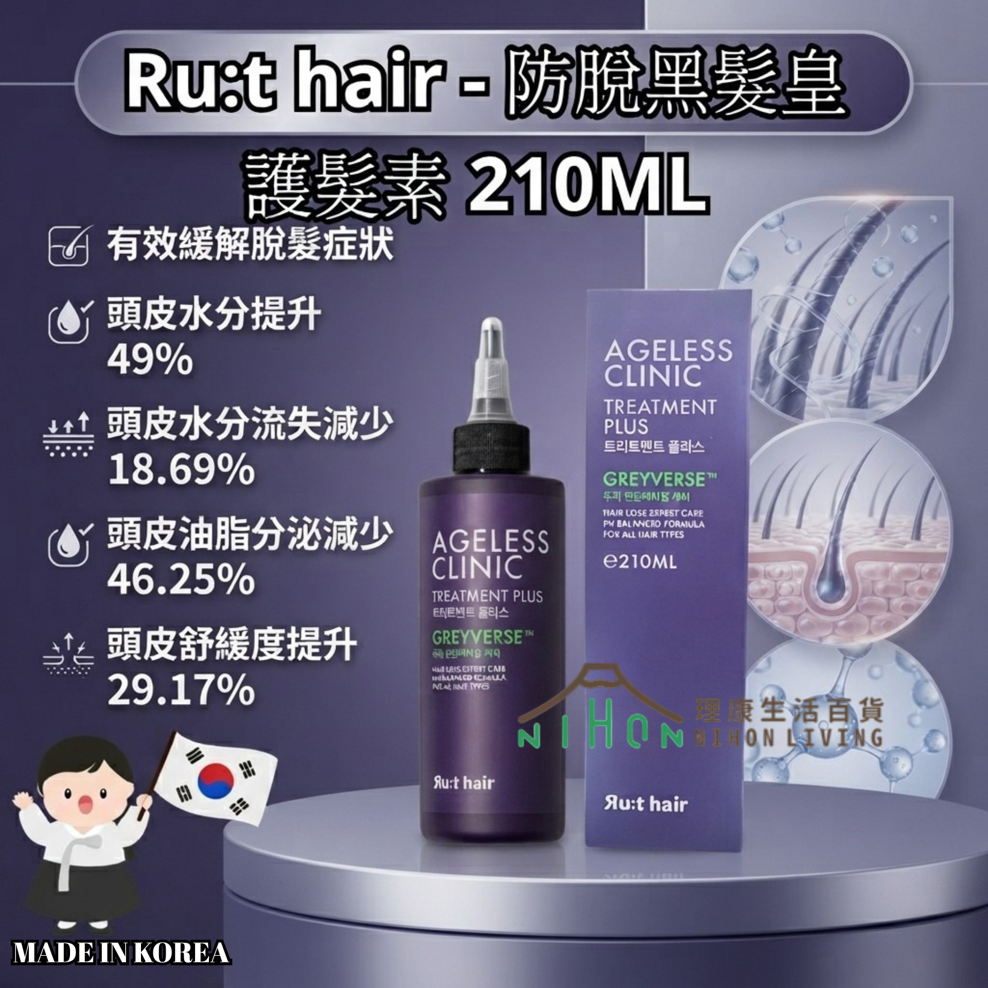 Ru:t hair - 韓國防脫黑髮皇 護髮素 210ml