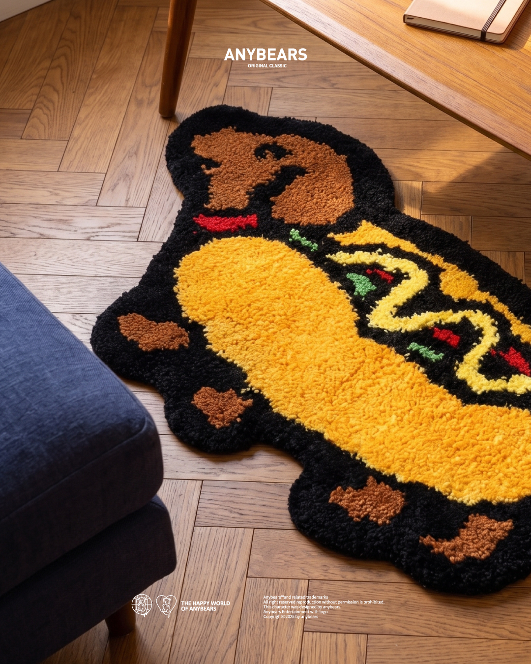 ANYBEARS® Hotdog MADE 臘腸狗造型短絨地毯