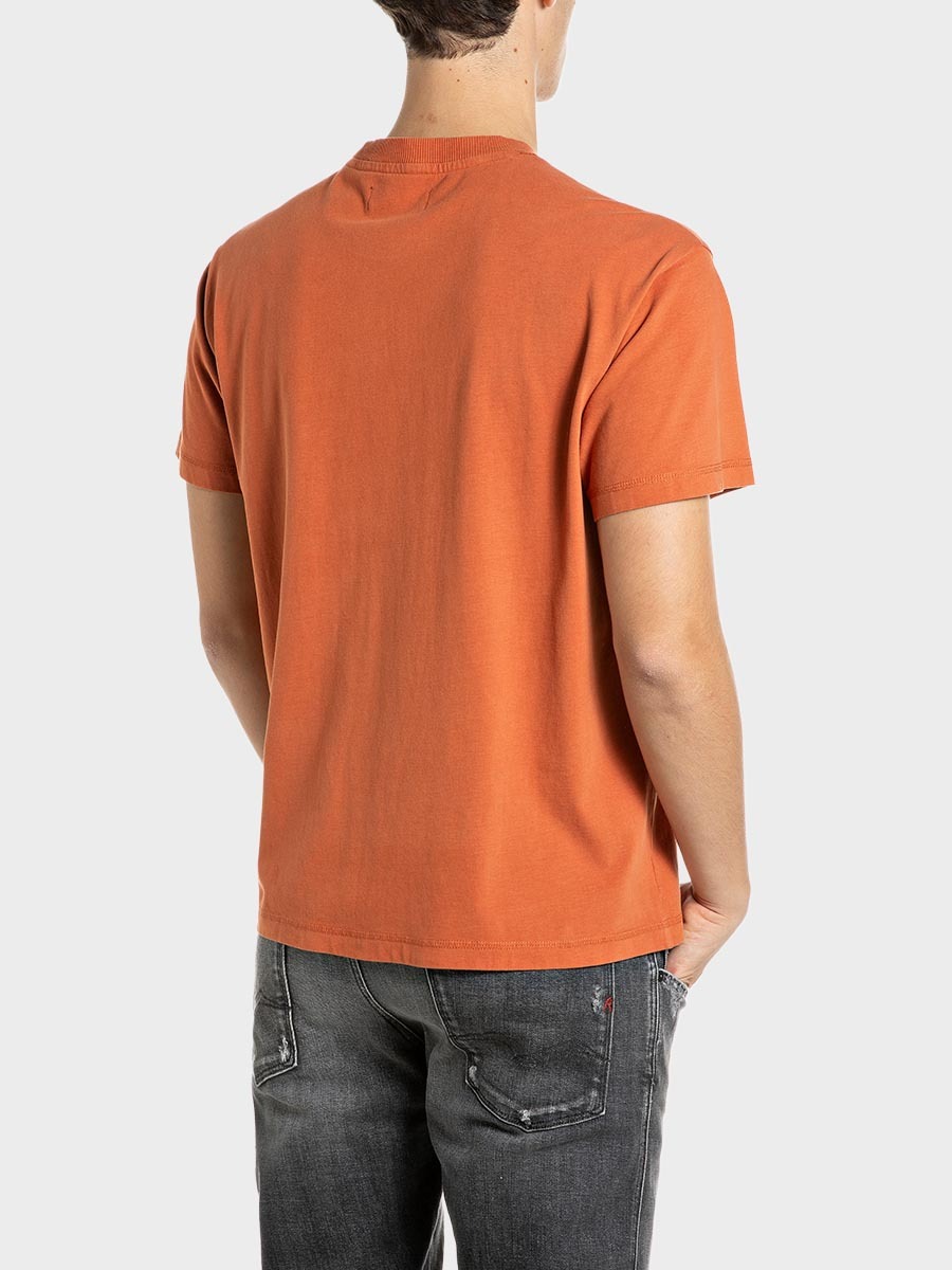 橘色純棉 Logo 圓領 T-shirt