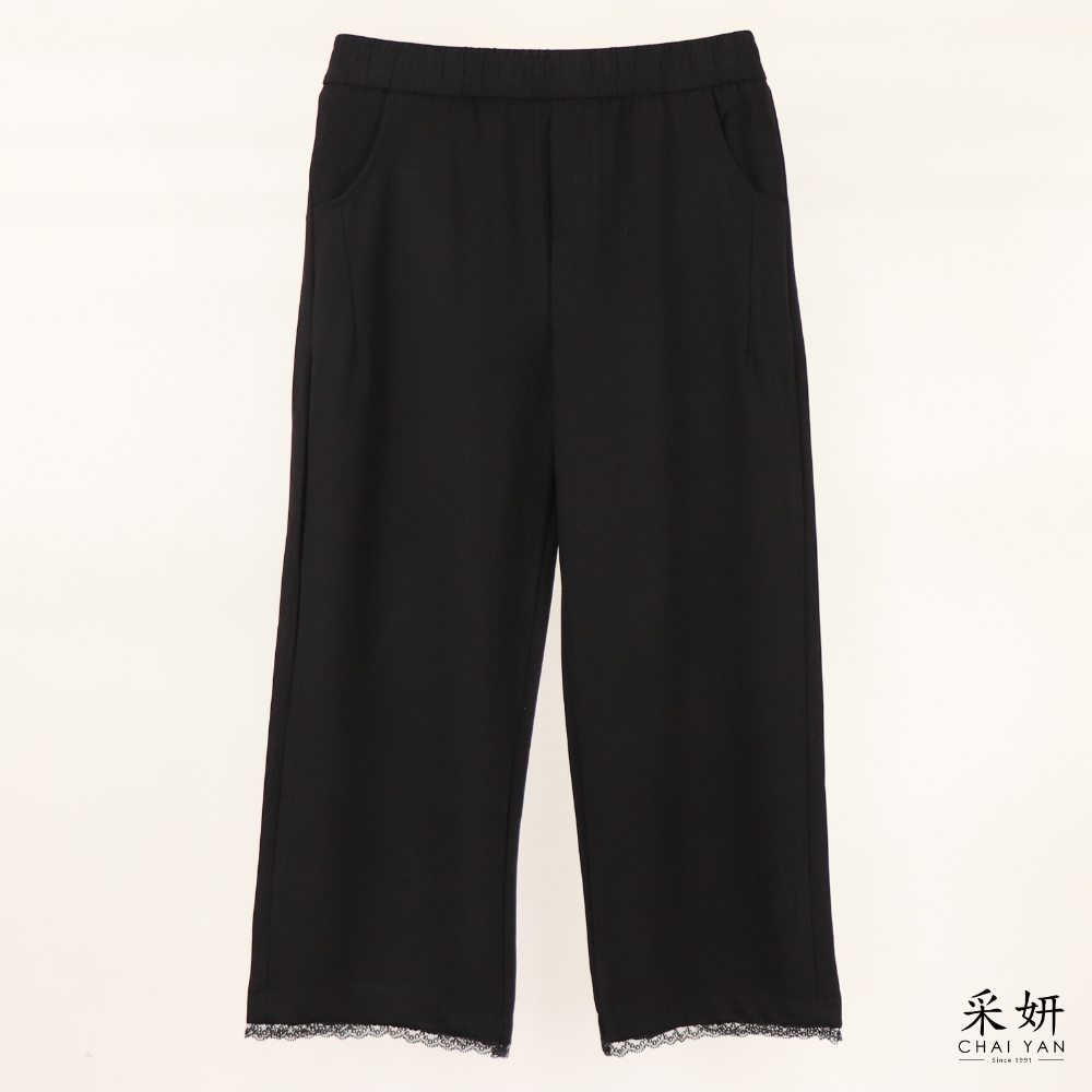 蕾絲彈力休閒褲
