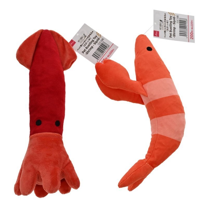 貓用沙沙玩具/蝦子、魷魚