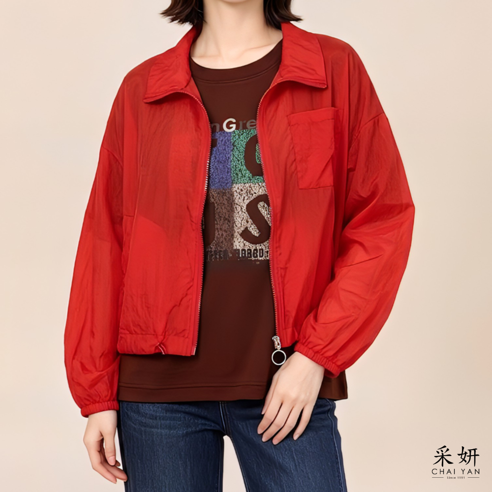 素面輕薄風衣外套
