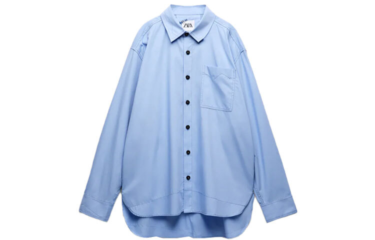【代購】ADER ERROR X ZARA Ader Error X Zara Shirts Unisex Blue Pointed Collar Moderate Shirt 2058-398